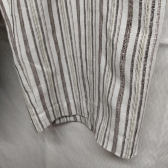 JM Petite Collection Capri 14P, Tan, Brown, Green Strip Linen, pre-owned - Picture 5 of 6